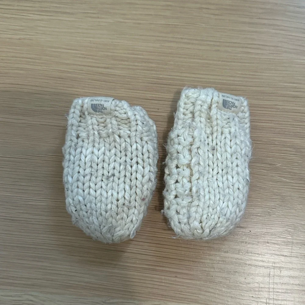 The North Face Cream Knit Mittens